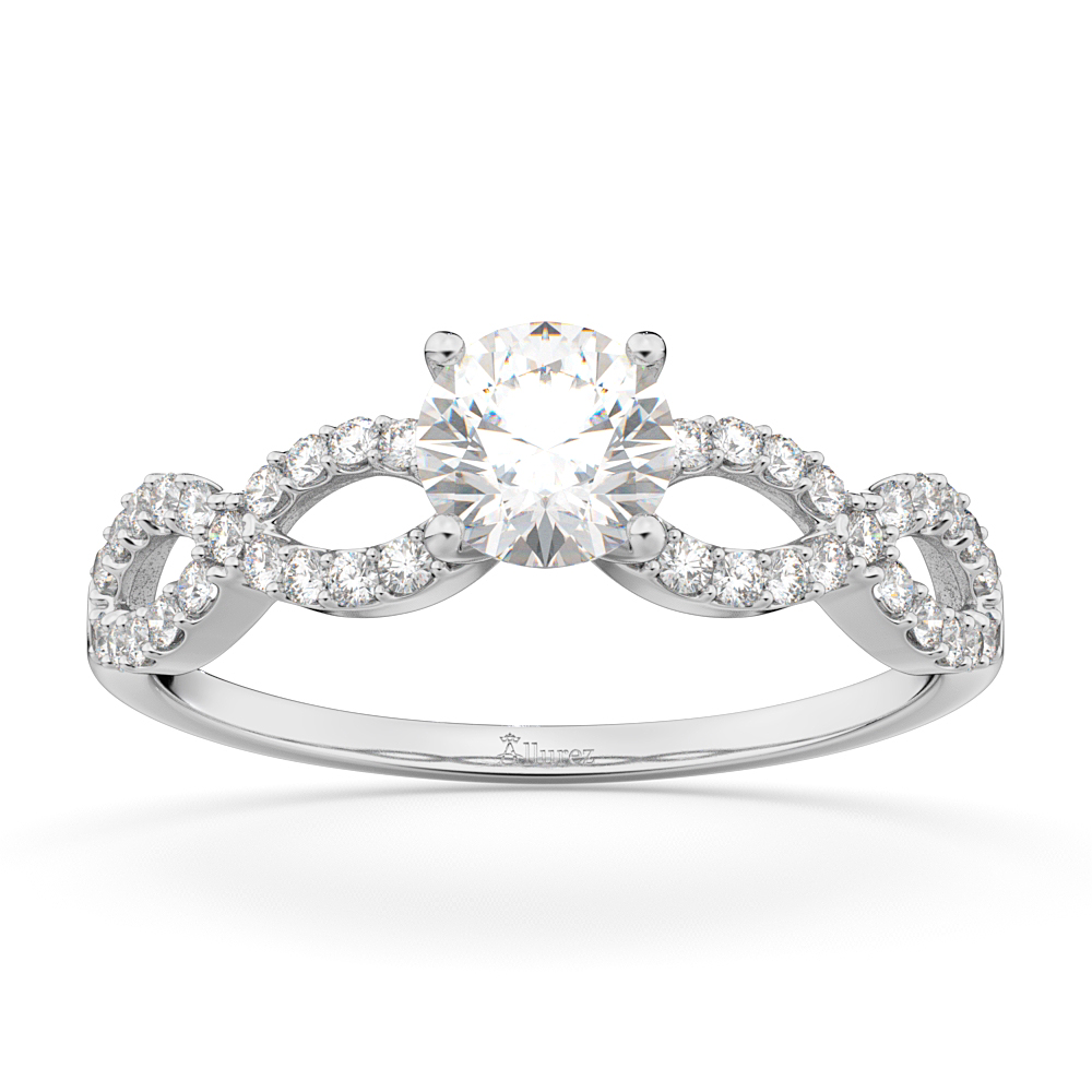Allurez Twisted Infinity Diamond Engagement Ring Setting Platinum Allurez Twisted Infinity Diamond Engagement Ring Setting 14k White Gold 0 21ct