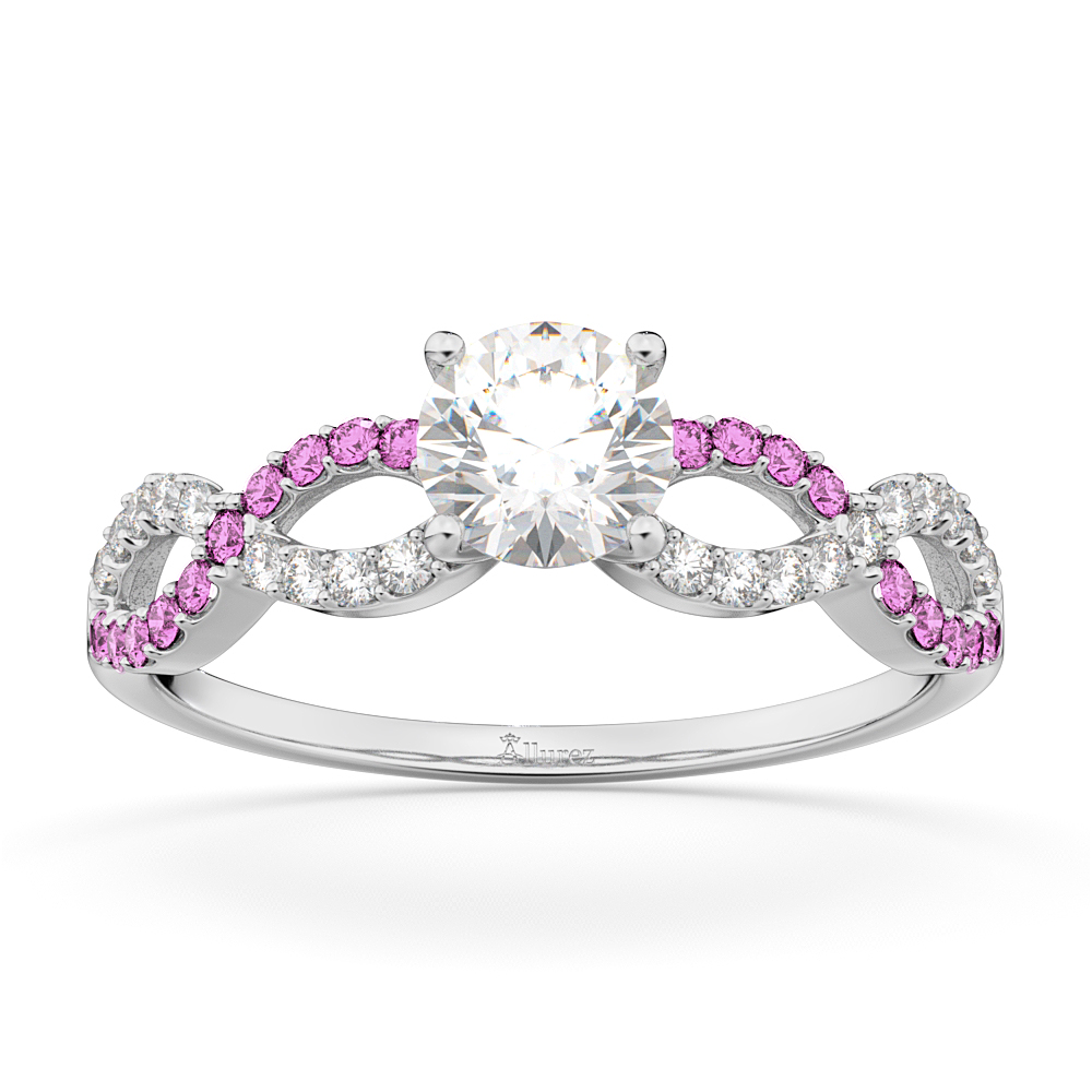 Infinity Diamond Pink Shire Engagement Ring 14k White Gold 0 21ct
