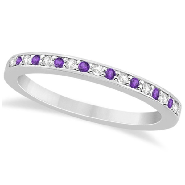 Amethyst Diamond Wedding Band 14k White Gold 0 29ct U6131 Amethyst Diamond Wedding Band 14k White Gold 0 29ct