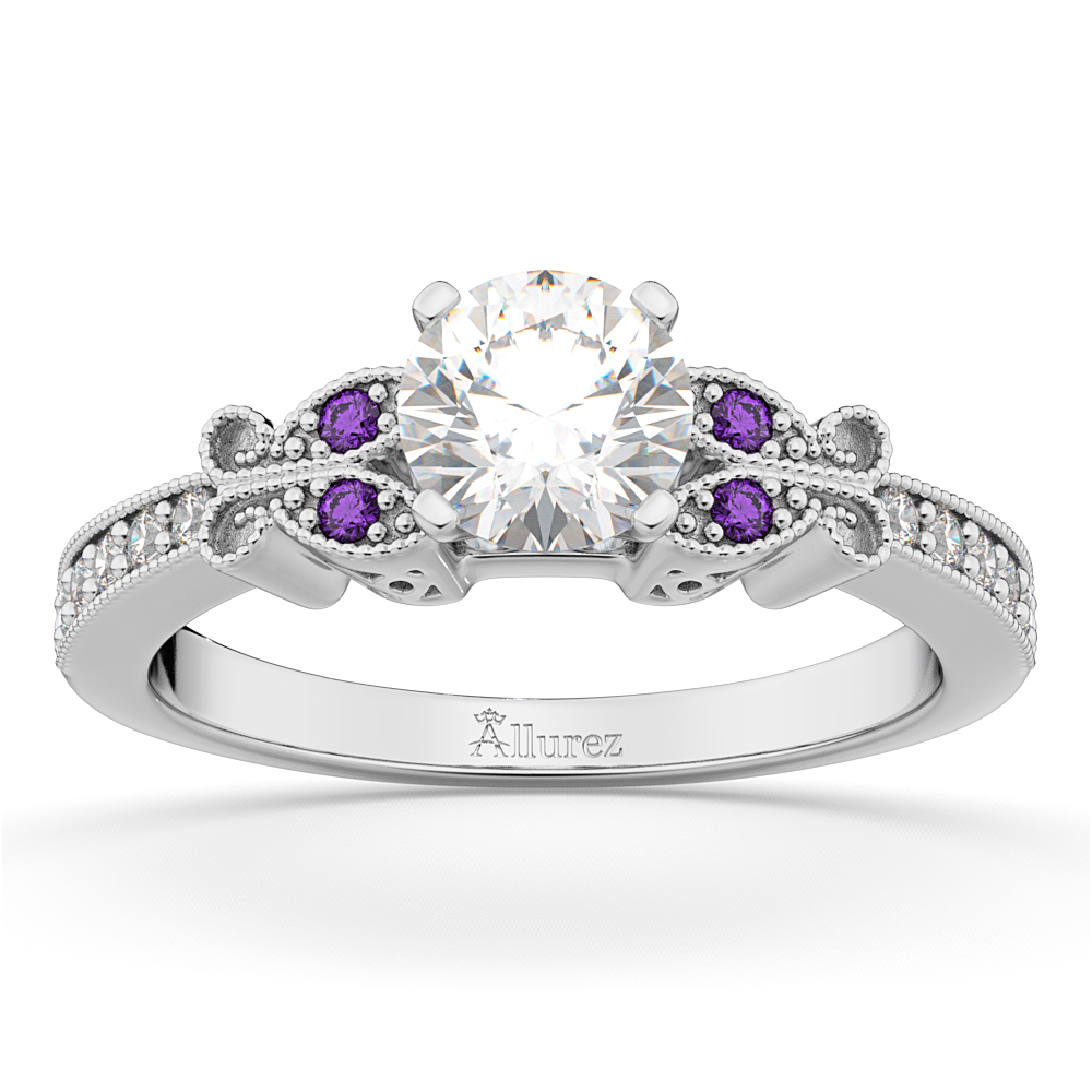 Set in 14k Yellow Gold an Amethyst and Diamond Ring | CGR120Y-DAM | Valina