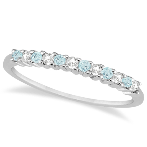 Pee Diamond Aquamarine Wedding Band 18k White Gold 0 20ct