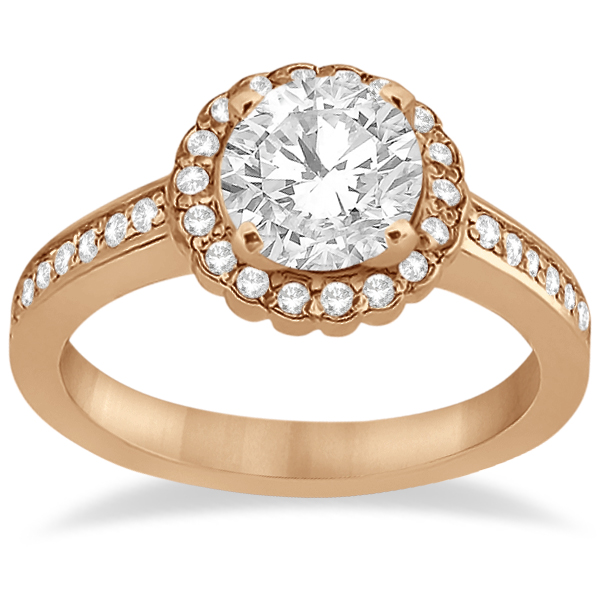 Modern Flower Halo Diamond Engagement Ring 14k Rose Gold 0 29ct U1549 Modern Flower Halo Diamond Engagement Ring 14k Rose Gold 0 29ct