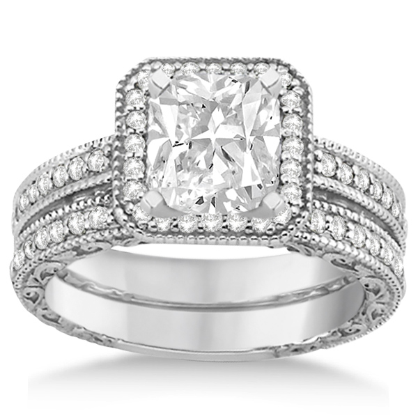Square Halo Wedding Band Diamond Engagement Ring Palladium 0 52ct Square Halo Wedding Band Diamond Engagement Ring Palladium