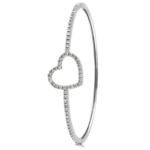 White Diamond Heart Bangle Bracelet In 14k Gold 1 00ctw White Diamond Heart Bangle Bracelet In 14k Gold 1 00ctw