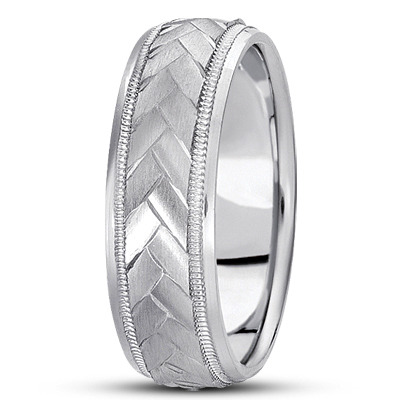 Braided Men S Wedding Ring Diamond Cut Band Palladium 7 Mm Allurez Braided Men S Wedding Ring Diamond Cut Band In Palladium
