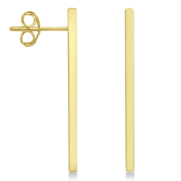 Post Back Long Bar Drop Earrings 14k Yellow Gold Md28 Post Back Long Bar Drop Earrings 14k Yellow Gold