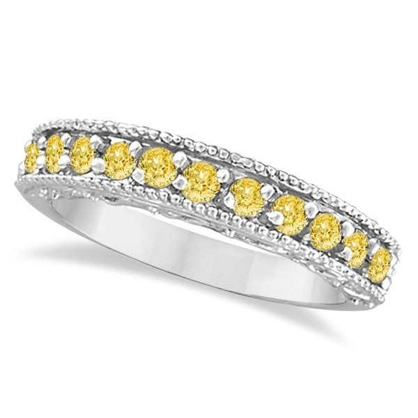 Fancy Yellow Canary Diamond Ring Band 14k White Gold 0 50ct Ir104 Fancy Yellow Canary Diamond Ring Band 14k White Gold 0 50ct
