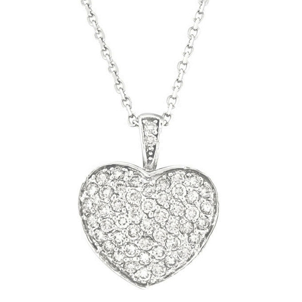 Diamond Puffed Heart Pendant Necklace In 14k White Gold 1 30ctw Ip74 Diamond Puffed Heart Pendant Necklace In 14k White Gold 1 30ctw