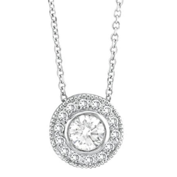 Halo Diamond Circle Pendant Necklace 14k White Gold 0 70ctw Ip192 Halo Diamond Circle Pendant Necklace 14k White Gold 0 70ctw