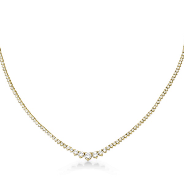 Graduated Eternity Diamond Tennis Necklace 18k Yellow Gold 5 25ct