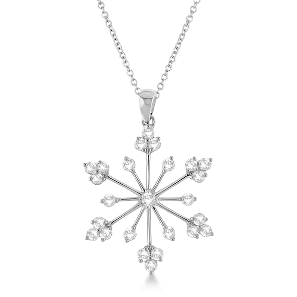 0 77ctw Snowflake Shaped Diamond Pendant Necklace 14k White Gold - 14k Gold Snowflake Pendant 0 77ctw Snowflake Shaped Diamond Pendant Necklace 14k White Gold - 14k Gold Snowflake Pendant