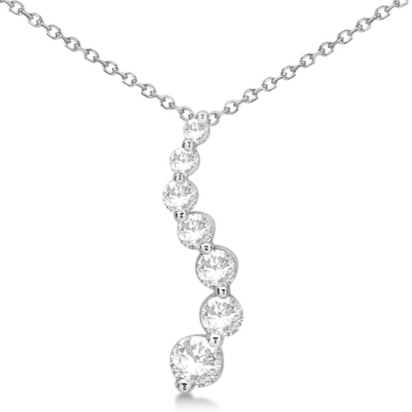 Curved Seven Stone Diamond Journey Pendant Necklace 14k W Gold 0 50 Curved Seven Stone Diamond Journey Pendant Necklace 14k W Gold 0 50ct