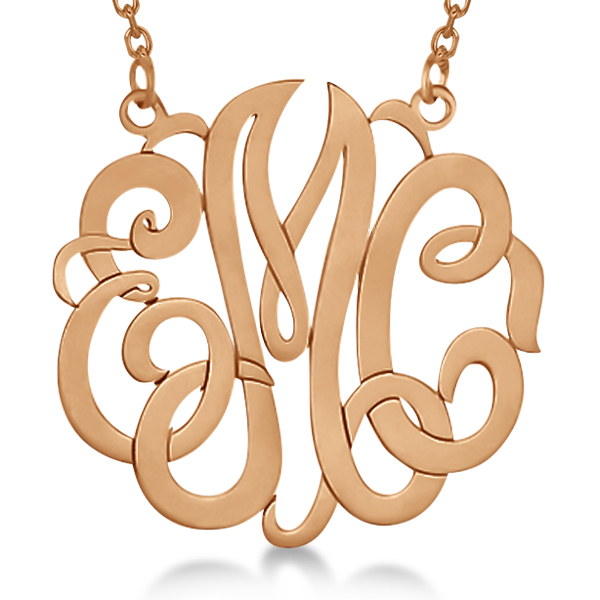 Personalized Monogram Pendant Necklace In 14k Rose Gold