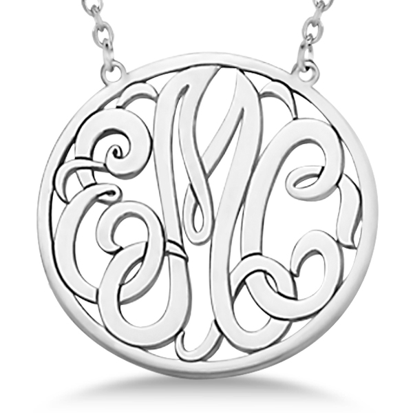 Custom Initial Circle Monogram Pendant Necklace Sterling Silver Ng24 Custom Initial Circle Monogram Pendant Necklace In Sterling Silver