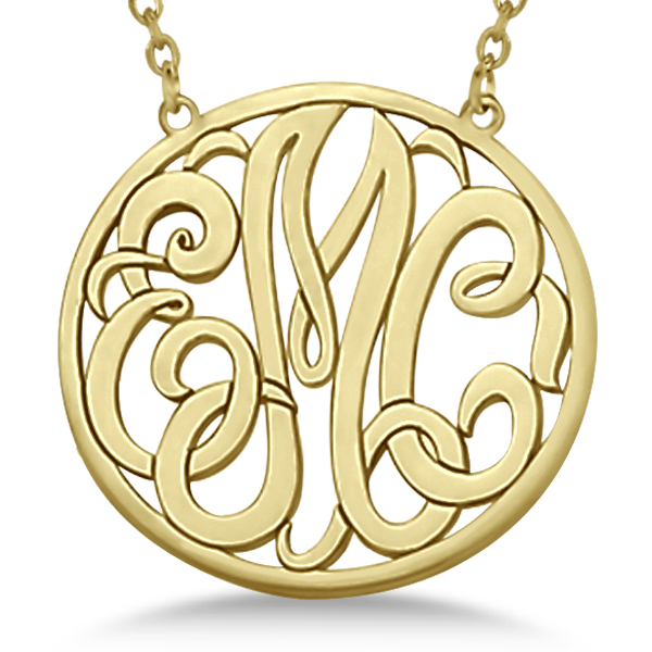 Custom Initial Circle Monogram Pendant Necklace 14k Yellow Gold Ng22 Custom Initial Circle Monogram Pendant Necklace In 14k Yellow Gold