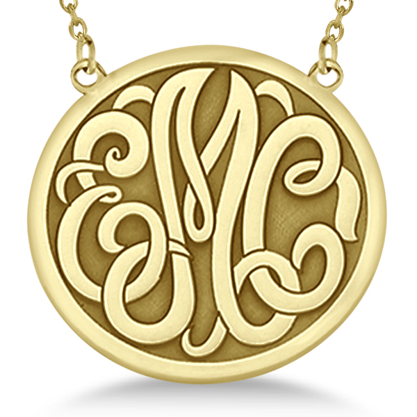 Engraved Initial Circle Monogram Pendant Necklace In 14k Yellow Gold - Monogram Pendant Gold Engraved Initial Circle Monogram Pendant Necklace In 14k Yellow Gold - Monogram Pendant Gold