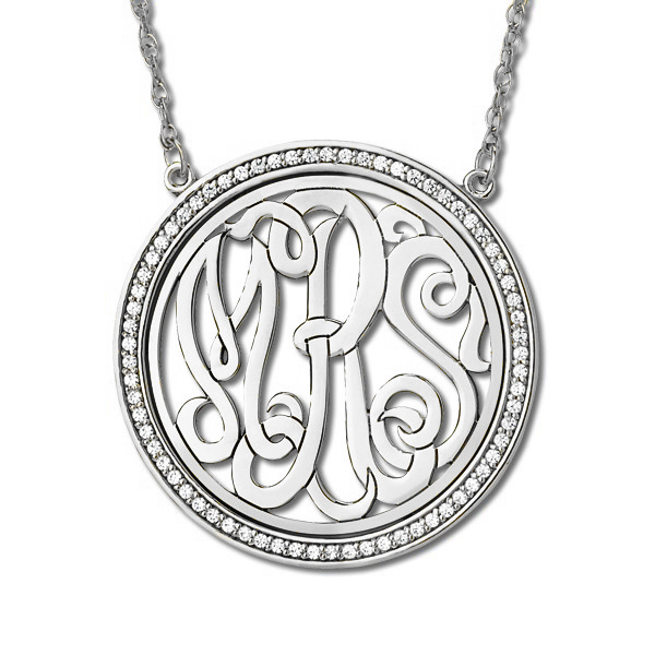 Monogram Initial Necklace With Diamond Accents 14k White Gold 0 34ct Monogram Initial Necklace With Diamond Accents 14k White Gold 0 34ct