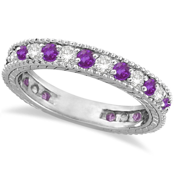 Diamond Amethyst Eternity Ring Band 14k White Gold 1 08ct Ir477 Diamond Amethyst Eternity Ring Band 14k White Gold