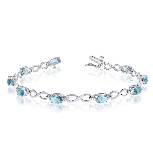Oval Aquamarine Diamond Infinity Bracelet 14k White Gold 4 53ct Oval Aquamarine Diamond Infinity Bracelet In 14k White Gold 4 53ct