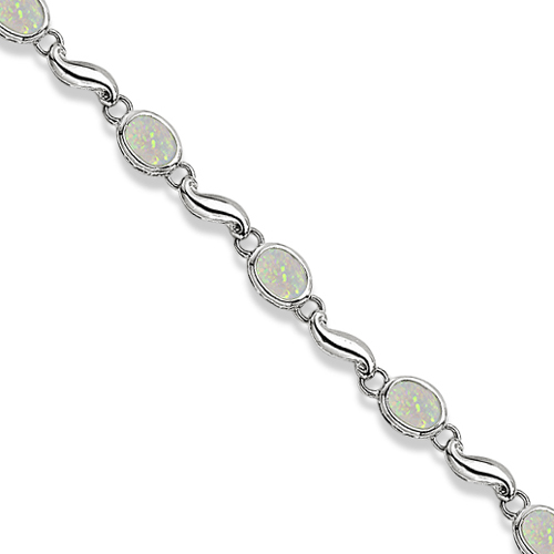 Bezel Set Oval Opal Bracelet In 14k White Gold 7x5 Mm Bezel Set Oval Opal Bracelet In 14k White Gold 7x5 Mm