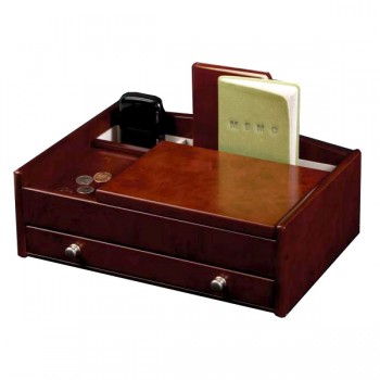 Wooden Dresser Top Valet Tray, Catch All w/ Burlwood Walnut Finish