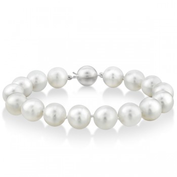 AAA Lustrous White South Sea Pearl Strand Bracelet 7 Inches 11-12mm