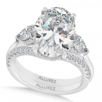 Oval Lab Diamond Bridal Set 14K White Gold (5.33ct)