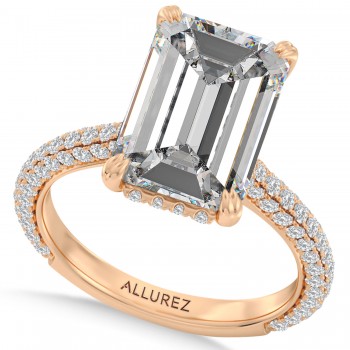 Emerald Lab Diamond Engagement Ring 14K Rose Gold (8.90ct)