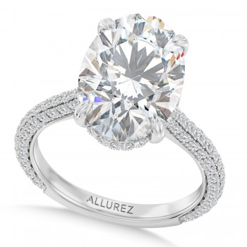 Oval Lab Diamond Bridal Set 14K White Gold (3.77ct)