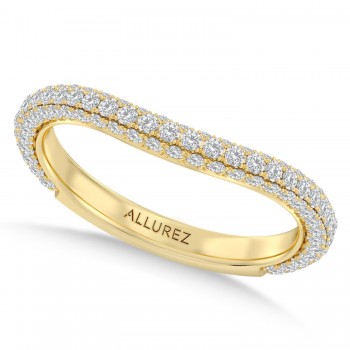 Round Lab Diamond Wedding Ring Band 18K Yellow Gold (0.87ct)