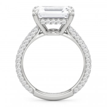 East-West Emerald Lab Diamond Engagement Ring Platinum (3.90ct)
