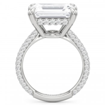 East-West Emerald Lab Diamond Engagement Ring Platinum (6.90ct)
