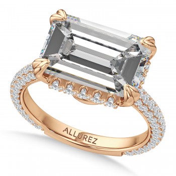 East-West Emerald Lab Diamond Bridal Set 14K Rose Gold (9.77ct)