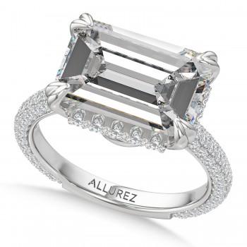 East-West Emerald Lab Diamond Bridal Set 14K White Gold (9.77ct)