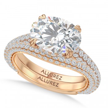 East-West Oval Lab Diamond Bridal Set 14K Rose Gold (3.77ct)
