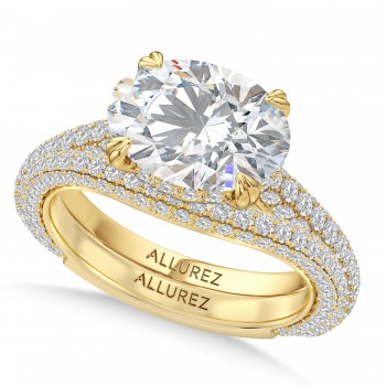 East-West Oval Lab Diamond Bridal Set 14K Yellow Gold (3.77ct)