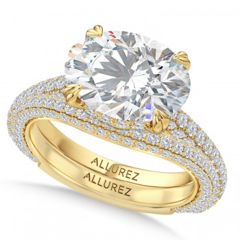 East-West Oval Lab Diamond Bridal Set 14K Yellow Gold (4.77ct)