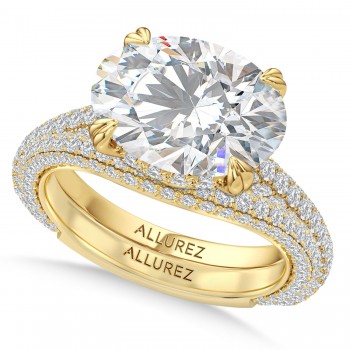 East-West Oval Lab Diamond Bridal Set 14K Yellow Gold (5.77ct)