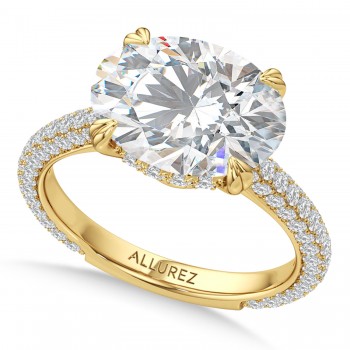 East-West Oval Lab Diamond Bridal Set 14K Yellow Gold (5.77ct)