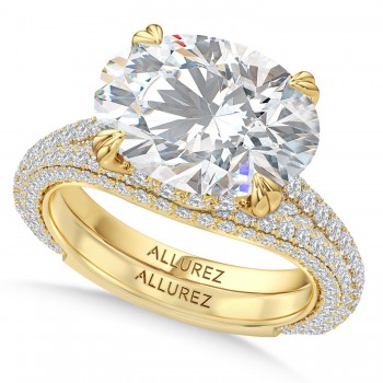 East-West Oval Lab Diamond Bridal Set 14K Yellow Gold (7.77ct)