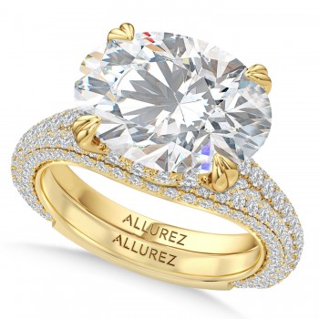 East-West Oval Lab Diamond Bridal Set 14K Yellow Gold (9.77ct)