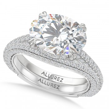 East-West Oval Lab Diamond Bridal Set Platinum (4.77ct)