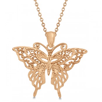 Butterfly Shaped Pendant Necklace 14K Rose Gold