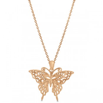 Butterfly Shaped Pendant Necklace 14K Rose Gold