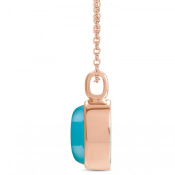Oval Natural Cabochon Turquoise Pendant Necklace 14K Rose Gold (0.83ct)