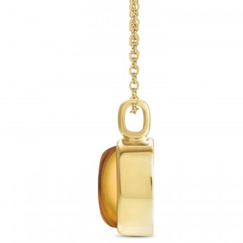 Oval Natural Cabochon Citrine Pendant Necklace 14K Yellow Gold (0.96ct)