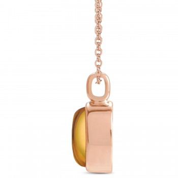 Oval Natural Cabochon Citrine Pendant Necklace 14K Rose Gold (0.96ct)