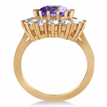 Oval Amethyst & Diamond Accented Ring in 18k Rose Gold (5.40ctw)