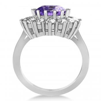 Oval Amethyst & Diamond Accented Ring in 18k White Gold (5.40ctw)