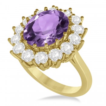 Oval Amethyst & Diamond Accented Ring in 18k Yellow Gold (5.40ctw)